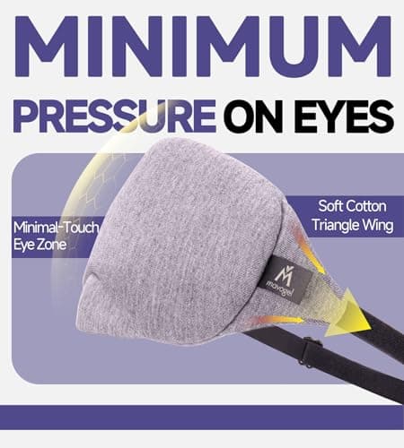 Mavogel Cotton Sleep Eye Mask - Updated Design Light Blocking with Adjustable Nose Bridge, Soft and Comfortable Night Eye Mask for Men Women, Eye Blinder for Shift Work, Includes Travel Pouch, Grey 5
