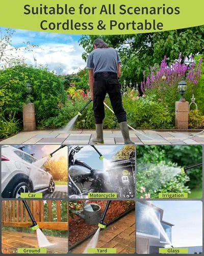 Cordless Pressure Washer Battery Powered; 990 PSI Cordless Power Washer with 4.0Ah Battery&Charger & 6-in-1 Nozzle; Portable Power Washer Cordless for Home; Battery Pressure Washer for Car Wash, Yard 7