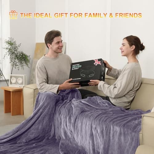 COZYTY Electric Blanket Heated Blanket King Size, Super Soft Cozy Upgraded Flannel Heating Blanket Dual Control with 5 Heating Levels & 10 Hours Auto Off, Overheat Protection, 100" x 90", Lavender 7