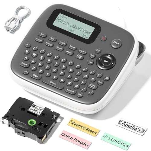 VolenGo Label Maker Machine with Tape, Label Maker Waterproof Labels 12mm, D210s Laminated Labeler Machine, Multi Icons Borders & One-Touch Keys, Labelmaker for Home Use/School Office Supplies