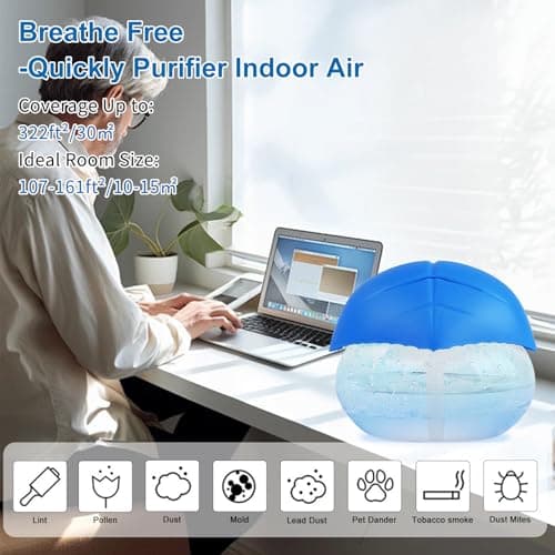 ap airpleasure Water-Based Purifier Air Washer, Air Revitalizer & Freshener, Air Fresher with 7 LED Color Changing Light for Rooms (Blue) 6