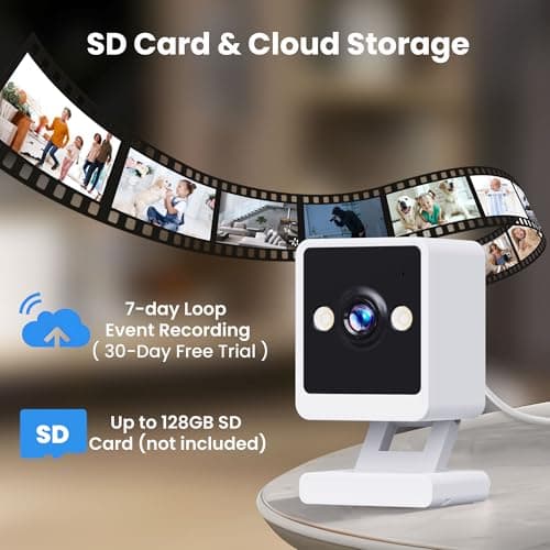 vebiliki Indoor Camera, 2K Cameras for Home Security with Color Night Vision & Siren, 2-Way Audio for Pet/Dog/Baby/Nanny, 2.4GHz WiFi Camera, Cloud & SD Card Storage, Works w/Alexa, Magnetic Base 6