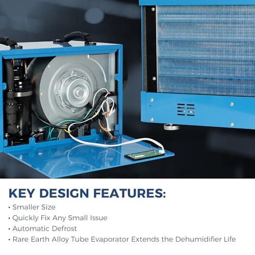 ALORAIR Commercial Dehumidifier 113 Pint, with drain Hose for Crawl Spaces, Basements, Industry Water Damage Unit, Compact, Portable, Auto Defrost, Memory Starting, 5 Years Warranty, Sentinel HD55 6