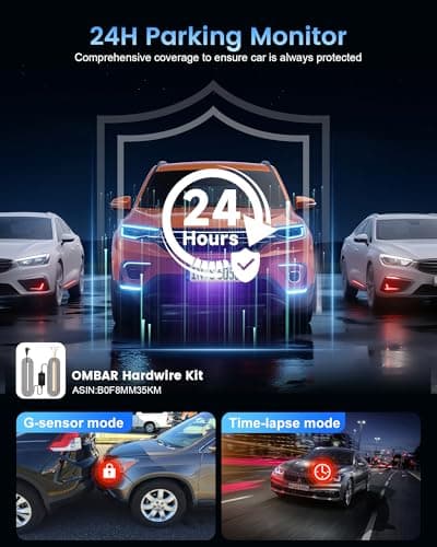 OMBAR Dash Cam Front and Rear, 4K/2.5K Ultra HD Dash Camera for Cars, Included 64GB Card, Built-in 5G Wi-Fi & GPS, 3.16” IPS Screen, Night Vision, 170°Wide Angle, HDR, 24H Parking Mode(T2) 6