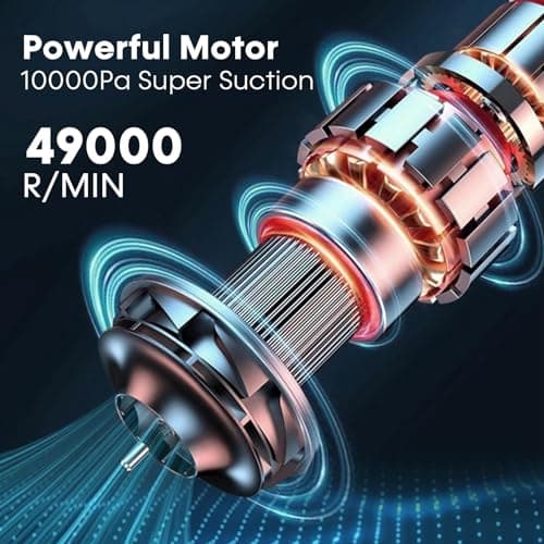 pemacom Portable Handheld Vacuum Cordless – 10,000Pa Suction Power, Lightweight 1.8 lbs, Washable HEPA Filter, LED Light, Quiet, 800ml Dustbin, Perfect for Home 5