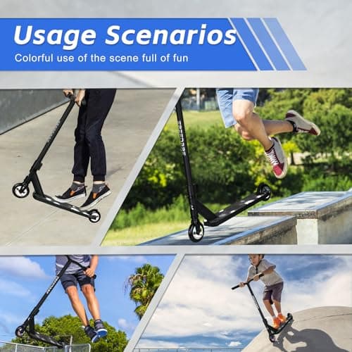 FREEDARE Pro Stunt Scooter Complete Trick Scooter for Kids 8 Years and Up, Teens, Adults, Boys and Girls Freestyle Street Scooter for Intermediate and Beginner Skate Park - Black/JB-3 6