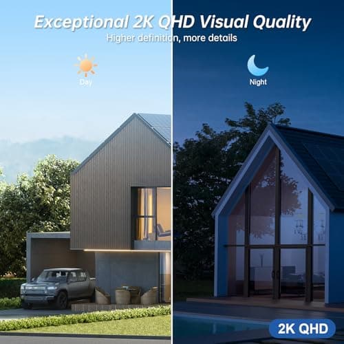 Security Cameras Wireless Outdoor,2.4G WiFi Security Camera Outdoor 2K Battery Powered Cameras for Home Security,AI Motion Detection,Color Night Vision,2-Way Talk,Waterproof,Cloud/TF Storage 4