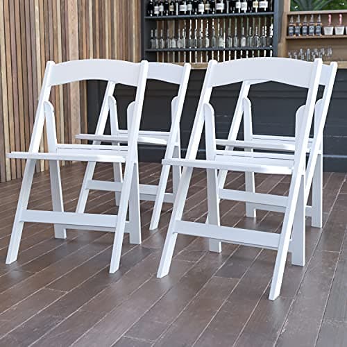 Flash Furniture Hercules Series Folding Chair - White Resin - Set of 4 800LB Weight Capacity Comfortable Event Chair - Light Weight Folding Chair 2