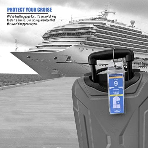 Cruise On Royal Caribbean Cruise Luggage Tag Holder (4 Pack) – Fits All Royal Caribbean Ships, Durable Travel ID Holders for 2026-2027 Cruises, Clear Waterproof Cruise Essentials 9