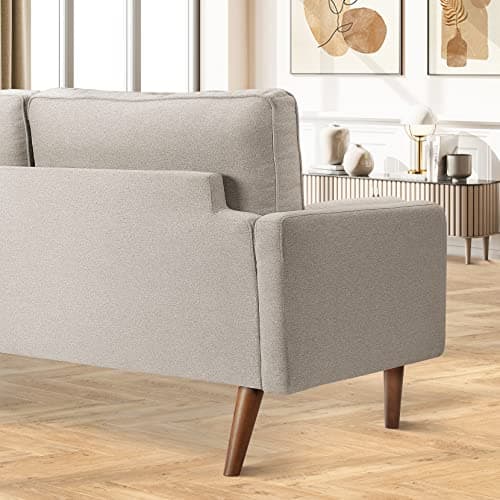 koorlian 68 inch Sofa Couch, Mid Century Modern Sofa, Button Tufted Seat Cushion, Track Armrest, Fabric 2 Seater Loveseat, Comfy Couch for Living Room, Dorm, Office, Apartment, Ashbeige 6