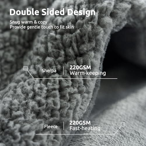 Drewin Heated Weighted Blanket, Sherpa Fleece Electric Throw Blanket 15 lbs for Adult, Fast Heating, Weighted Blankets Twin Size with 4 Heating Levels 2 Hours Timer Auto Off, 48 x 72 inches, Grey 5