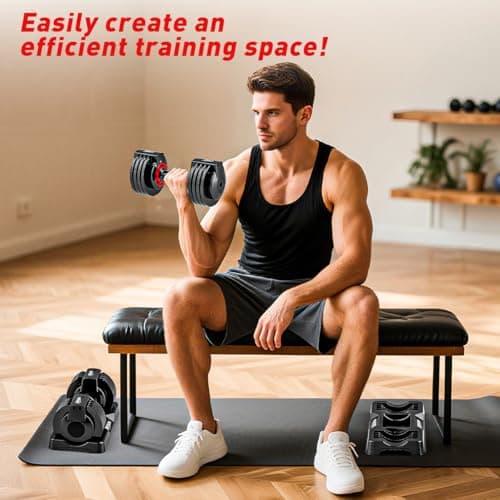 25/55lbs Pair Adjustable Dumbbells Set, Dumbbells with Anti-Slip Metal Handle for Exercise & Fitness Fast Adjust Weight for Full Body Workout Fitness 7