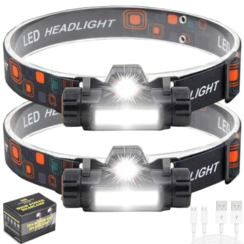 Chasinglee Headlamp Rechargeable,1200 Lumen Super Bright LED Head Lamp, Waterproof Outdoors Headlamp Flashlight, Adjustable headlamps for Adults and Kids,Cycling,Running,Fishing,Hiking（2pcs）
