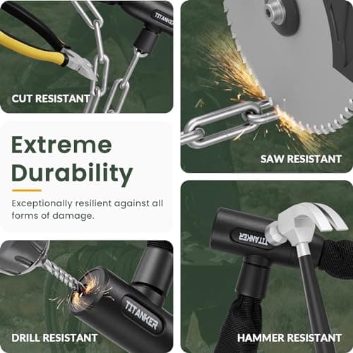 Titanker Heavy Duty Bicycle Lock Chain with Keys - 3 Feet Anti-Theft Lock for Bikes, Motorcycles, Doors, Gates, Fences, Grills (6mm Thick) 5