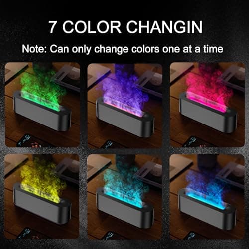 Colorful Flame Fire Diffuser Humidifier, 7 Colors Changing Oil Diffuser, Ultra-Quiet Aroma Essential Oils Aromatherapy Diffusers for Large Room, Bedroom, Office(Timeable, Waterless Auto off-150ml) 7