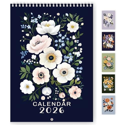 2026 Calendar, Monthly Small Wall Calendar 2026 from January to December 2026，12-Month A4 Size 8.3" x 11.7", Spiral Hanging with Twin-Wire Binding, Perfect for Home or Office, Illustrated Floral