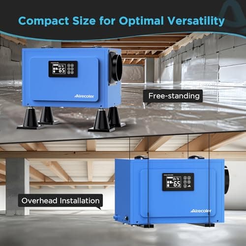 Airecoler 125 Pints Commercial Dehumidifier for Crawl Spaces & Basements with Drain Hose, Industrial Grade Water Damage Restoration for up to 6,000 sq ft, Auto Defrost, Memory Starting 5