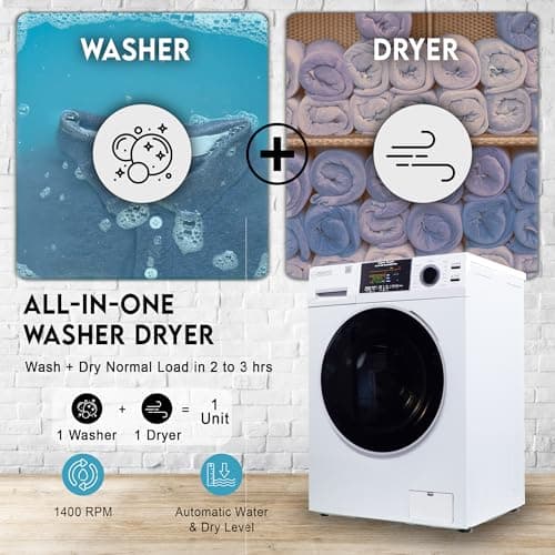 Equator All-in-one Washer Dryer Ventless FULLY BUILTIN 0-CLEARANCE 1.62cf/15lbs 110V 1400RPM 8