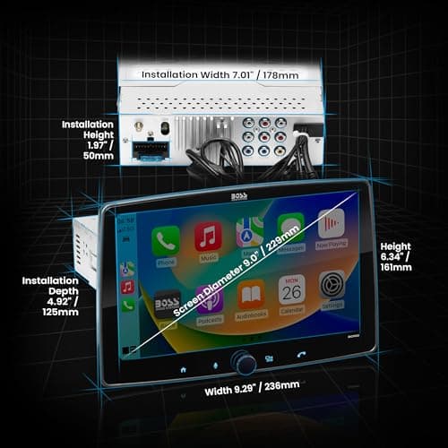 BOSS Audio Systems BCPA9 Single DIN Car Stereo Wireless Apple CarPlay, Android Auto, 9 Inch Touchscreen, Bluetooth, AM/FM Radio Receiver 5