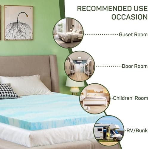 3 Inch Mattress Topper Twin XL Size, Gel Memory Foam Mattress Pad, CertiPUR-US Certified, Ventilated Bed Topper for Pressure Relief Back Pain, Blue 8