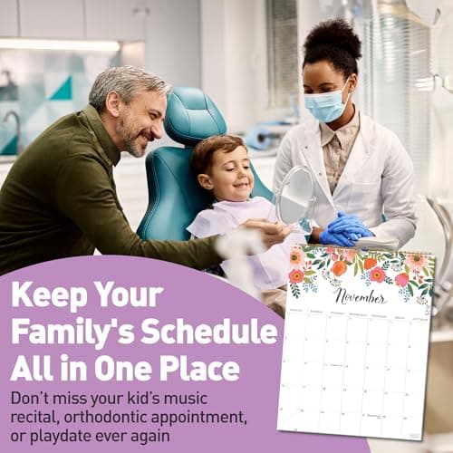 S&O Vertical Floral Wall Calendar from January 2025-June 2026 - Tear-Off Monthly Calendar - 18 Month Academic Wall Planner - Hanging Organizer to Track Anniversaries & Appointments - 13.5"x10.5”in 6