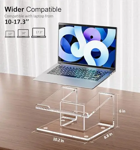 FUCDTEFC Acrylic Laptop Stand for Desk, Laptop Riser for 10-17.3 Inch Laptops, Ergonomic Computer Stand Holder Compatible with Macbooks and Notebooks 6