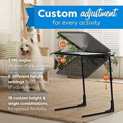 II PRO TV Tray Table - Folding Table with Cup Holder and Tablet Slot- Couch Desk for Working from Home, TV Trays for Eating, Portable and Adjustable TV Table, Black 6