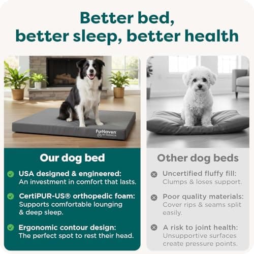 Furhaven Water-Resistant Orthopedic Dog Bed for Large/Medium Dogs w/ Removable Washable Cover, For Dogs Up to 55 lbs - Indoor/Outdoor Logo Print Oxford Polycanvas Mattress - Forest, Large 7