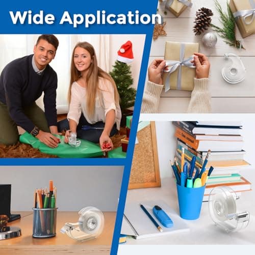 ALSISK Transparent Tape with Dispenser and Refills,Clear Tape for Home,School and Office Supplies,0.7x1000 Inch, 8 Pack 7