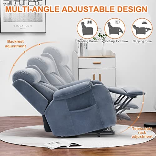 DAZONE Grey Small Power Lift Recliner Chair for Elderly - Quiet Motor Electric Recliner with Overstuffed Comfort with Space-Saving Design for Living Room, Bedroom 7