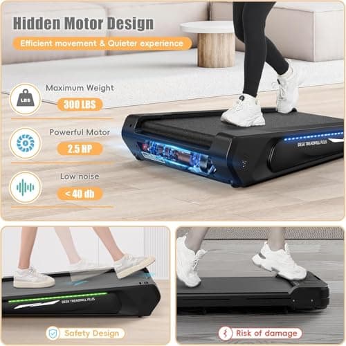 FUNMILY Small Walking Pad with Incline for Home, 2.5HP Under Desk Treadmill for Office 300b Weight Capacity, Mini Running Pads with Remote Control 5