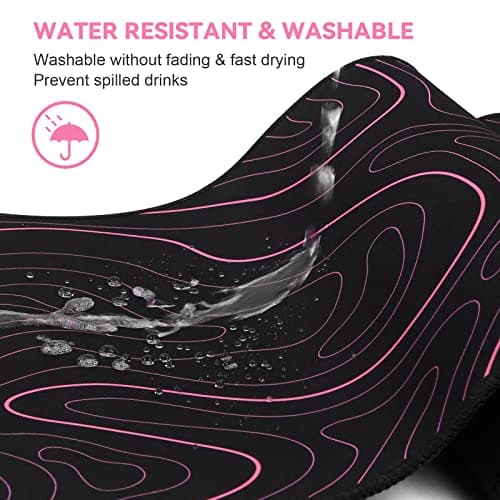 DIGSOM Mouse Pad Gaming Mousepad 31.5 x 11.8 in Large Mouse Pad for Keyboard and Mouse with Anti-Slip Rubber Base, Keyboard Pad XL Mouse Mat for Home and Office(Black with Red Topographic Line) 5