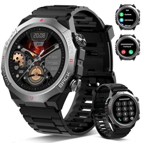 Military Smart Watches for Men(Answer/Make Calls), 1.39"HD Fitness Watch, 24/7 Heart Rate Sleep Monitor, Smart Watch for Men 110+ Sport Modes, 30Day, IP68 Waterproof Smartwatch for Android iOS, Black