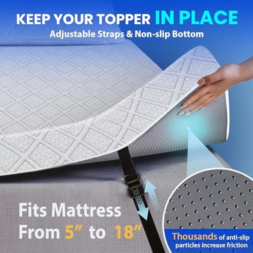 3 Inch Gel Memory Foam Mattress Topper Twin XL Size for College School Dorm,Soft Cooling Ventilated & Breathable Bed Topper for Back Pain Pressure Relief CertiPUR-US Non-Slip Washable Cover 8