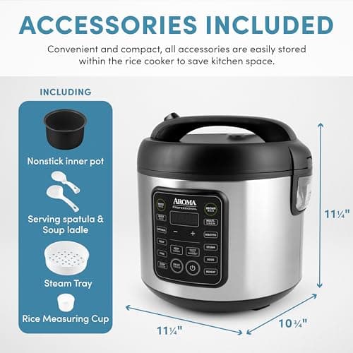 AROMA Professional Digital Rice Cooker, 10-Cup (Uncooked) / 20-Cup (Cooked), Multicooker, Slow Cooker, Steamer, Oatmeal Cooker, Egg Cooker, STS, 5 Qt, Black, ARC-5200SB 6