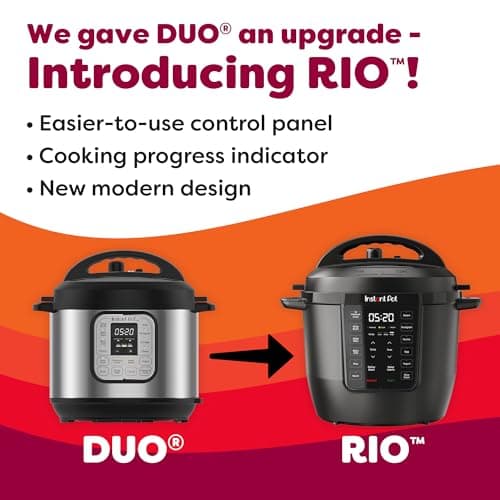 Instant Pot 6QT RIO 7-in-1 Multi-Cooker, Pressure Cooker, Slow cook, Sauté, Steam, Rice Maker, Yogurt, & Warmer, Black, 6 Quarts 8