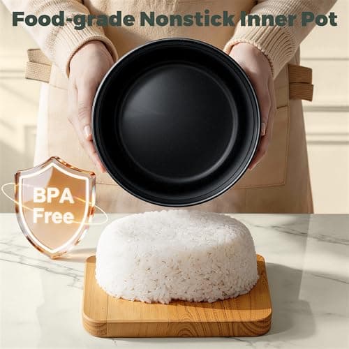 CHACEEF Mini Rice Cooker 2 Cups Uncooked, 1.2L Rice Cooker Small, Portable Non-Stick Small Travel Rice Maker, BPA Free, Smart Control Multifunction Cooker with 24 Hours Timer Delay & Keep Warm Function, Green 7