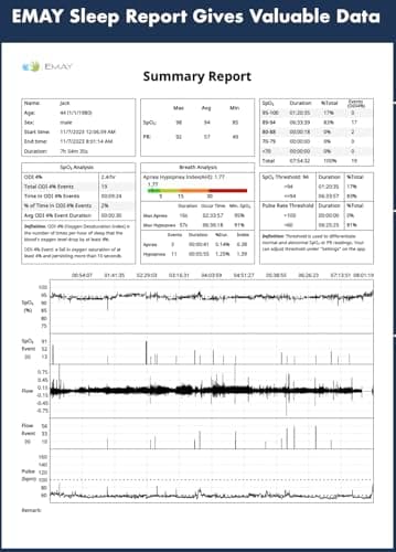 EMAY SleepO2 Pro - Wrist Pulse Oximeter with SpO2 & Flow Tracking Overnight | Wrist Sleep Oxygen Monitor for Blood Oxygen Levels & Flow Recording Continuously | Gets Overnight Report with ODI & AHI Data | Comes with PC Software 7