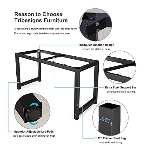 Tribesigns Computer Desk, 55 inch Large Office Desk Computer Table Study Writing Desk for Home Office, Teak + Black Leg 6