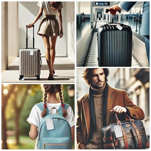 Aluminum Luggage Tags – 5 Pack Silver Travel Bag Identifier Tags with Protective Covers, Durable Luggage Tags for Suitcases and Travel Accessories 7