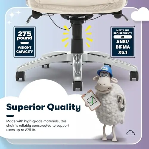 Serta Bryce Executive Office Chair, Ergonomic Computer Desk Chairs with Patented AIR Lumbar Support, Comfy Body Pillows, Height Adjustable, Swivel Base with Wheels, Bonded Leather, Cream 11