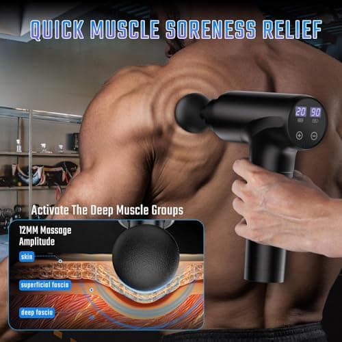 cotsoco Massage Gun Deep Tissue, Muscle Massage Gun with 9 Attachment Heads 20 Speeds & Silent Brushless Motor for Pain Relief, Handheld Percussion Back Massager Gun for Athletes (Black) 6
