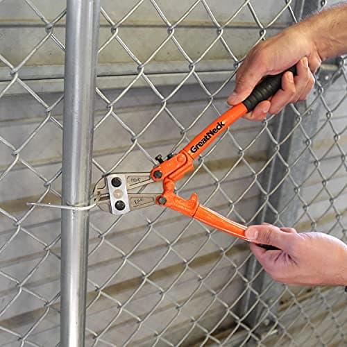 GreatNeck BC12 Bolt Cutter 12", Bolt Cutters Heavy Duty for Locks, Sheet Metal, Chain, and Wire, Non-Slip Grip, Drop Forged Hardened Alloy Steel Jaws 7