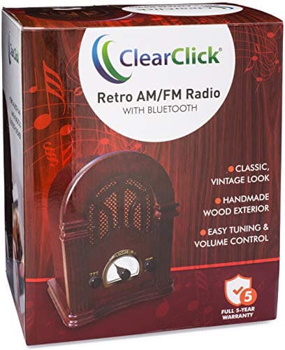 ClearClick Retro AM/FM Radio with Bluetooth - Classic Wooden Vintage Retro Style Speaker 5