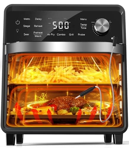 Nuwave Plug-In Grill Air Fryer Oven Combo w/Sheath Heaters, Authentic Char Flavor, 2024 New Convection System, 2X More Even, 100 Presets, Smarter Probe, 50-550°F, Stainless Steel