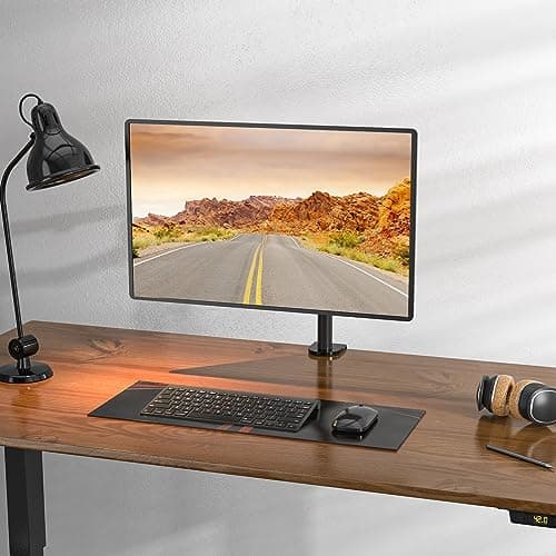WALI Single Monitor Mount, Single Monitor Arm Desk Mount,Desk Monitors Stand, Holds Screen Up to 32inch, 22lbs, Adjustable Mount with C-CLAMP Designed for Home Office Application(M001), Black 10