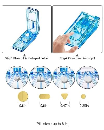 Monthly Pill Organizer 2 Times a Day, with Portable Hard Shell, Pill Cutter, 31-Day Box, Plastic Opening Pick, Monthly & Weekly Stickers, Convenient Medication Management (Black, 2 Times a Day) 5
