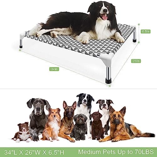 Kuntrust Elevated Outdoor Dog Bed, Medium Size, Cotton Material, Non-Slip Feet, Fits up to 70lbs 6
