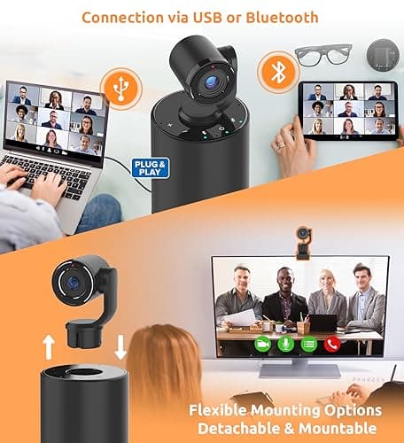 TOUCAN Video Conference Camera with 4 Noise-Cancelling Mics, Speaker, Adjutable Camera, 1080p Detachable USB Webcam Plug and Play Works with Zoom, Microsoft Teams and More, for PC/Mac/Laptop 6