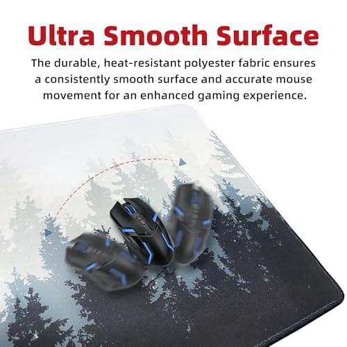 Galdas Mouse Pad For Gaming,Forest Background Pattern XXL XL Large Mouse Mat Long Extended MousePad Desk Mat Non-Slip Rubber Mice Pads Stitched Edges Thin (31.5 x 11.8 x 0.12 Inches) Tree 7